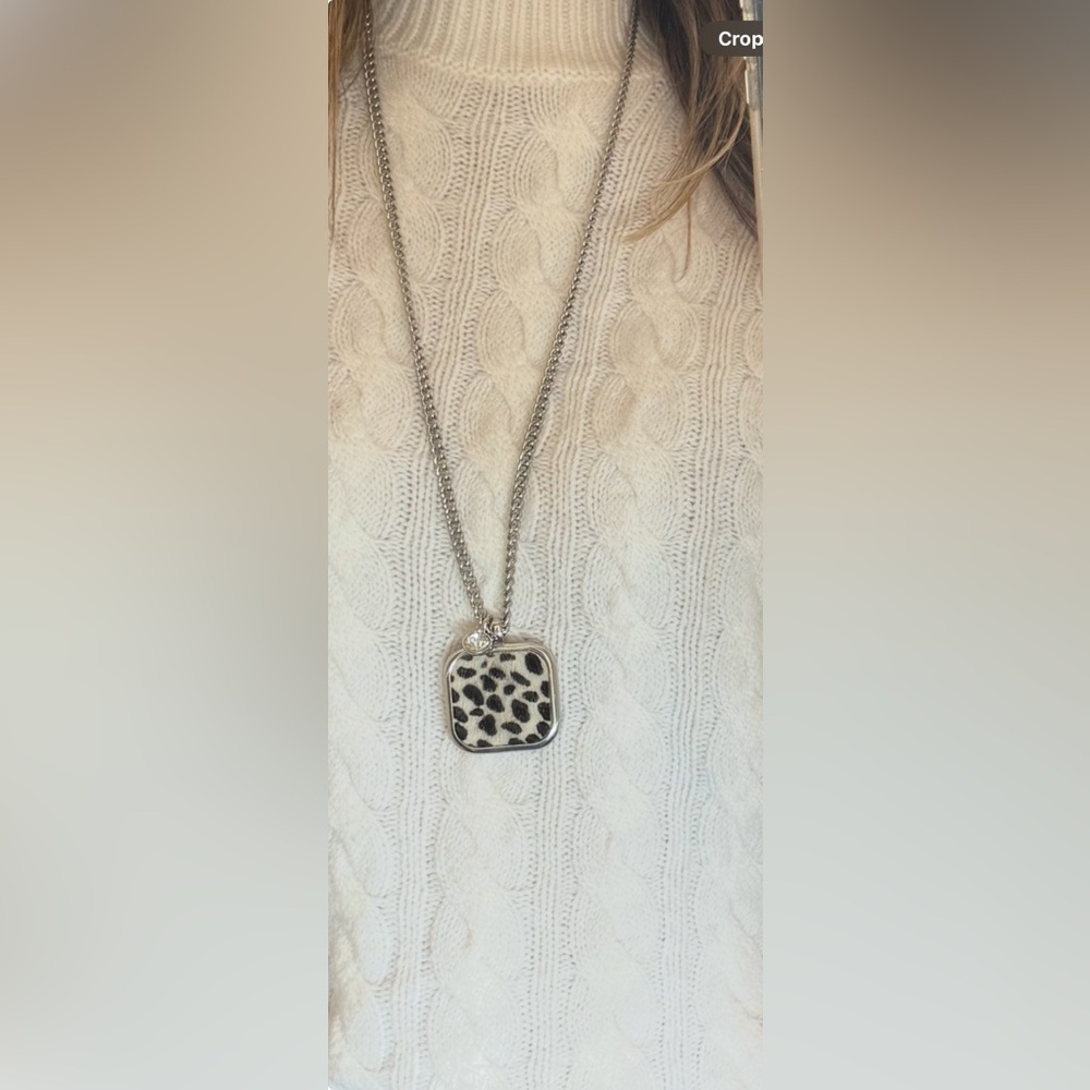Ann Taylor Silver Long Animal print Pendant Necklace
